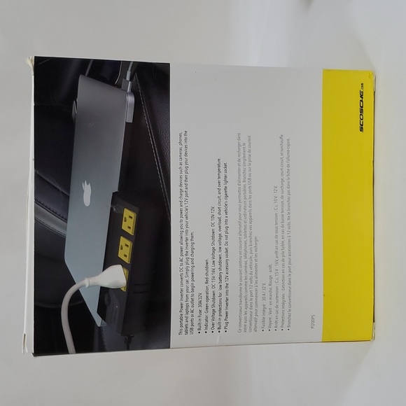 Scosche PI200PS-1 INVERT200 200W Mobile Power Inverter with 3 AC Outlets, 4 USB - Picture 7 of 16